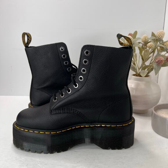 Dr Martens 1460 Pascal Max Platform Leather Combat Boots Black Women 11 NWOB - Picture 6 of 11